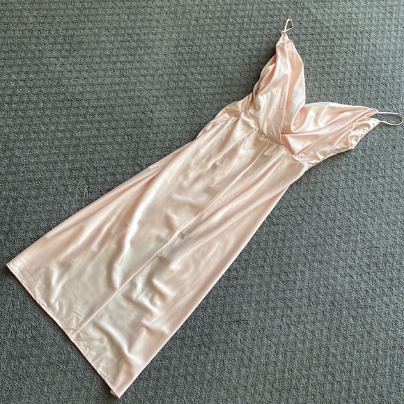 House Of CB, 'Coco' Beige Satin Drape Back Dress, Size S - Picture 13 of 15